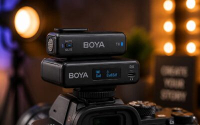 Boya Microphone delivers crisp sound for podcasts and videos.